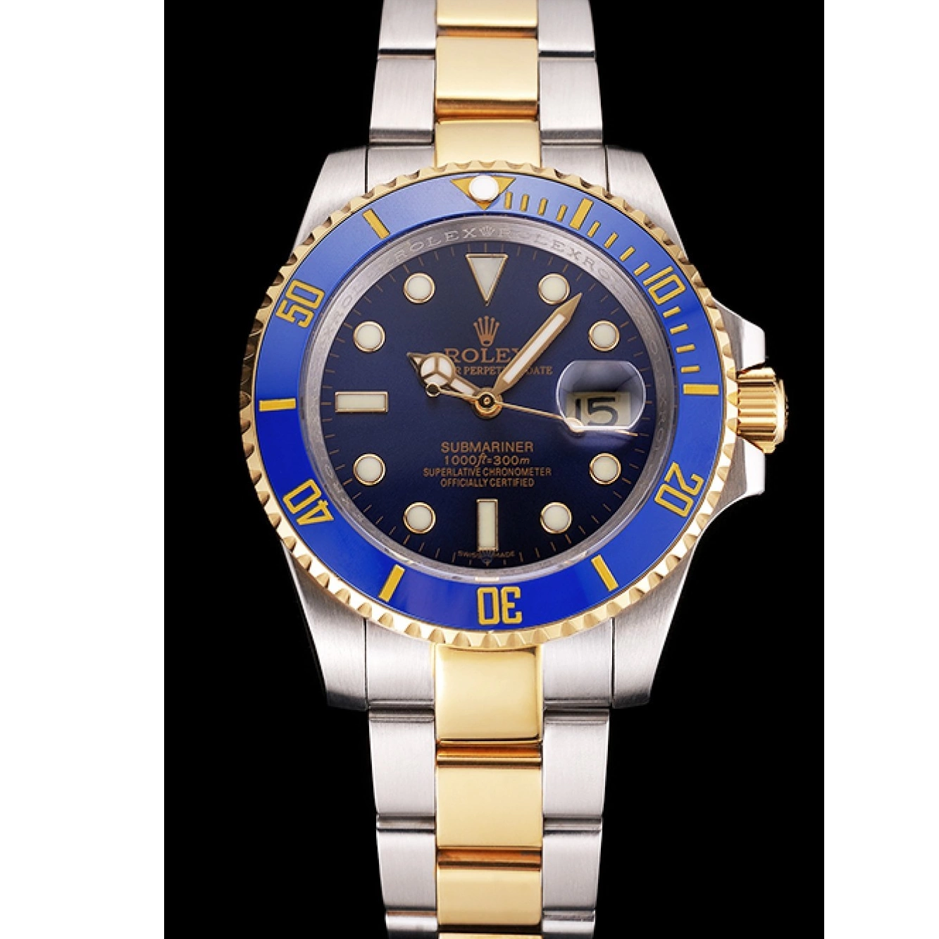 Aaa replica Gold Bezel Bracelet Two Submariner Tone Steel Dial And Blue Rolex Swiss 0522